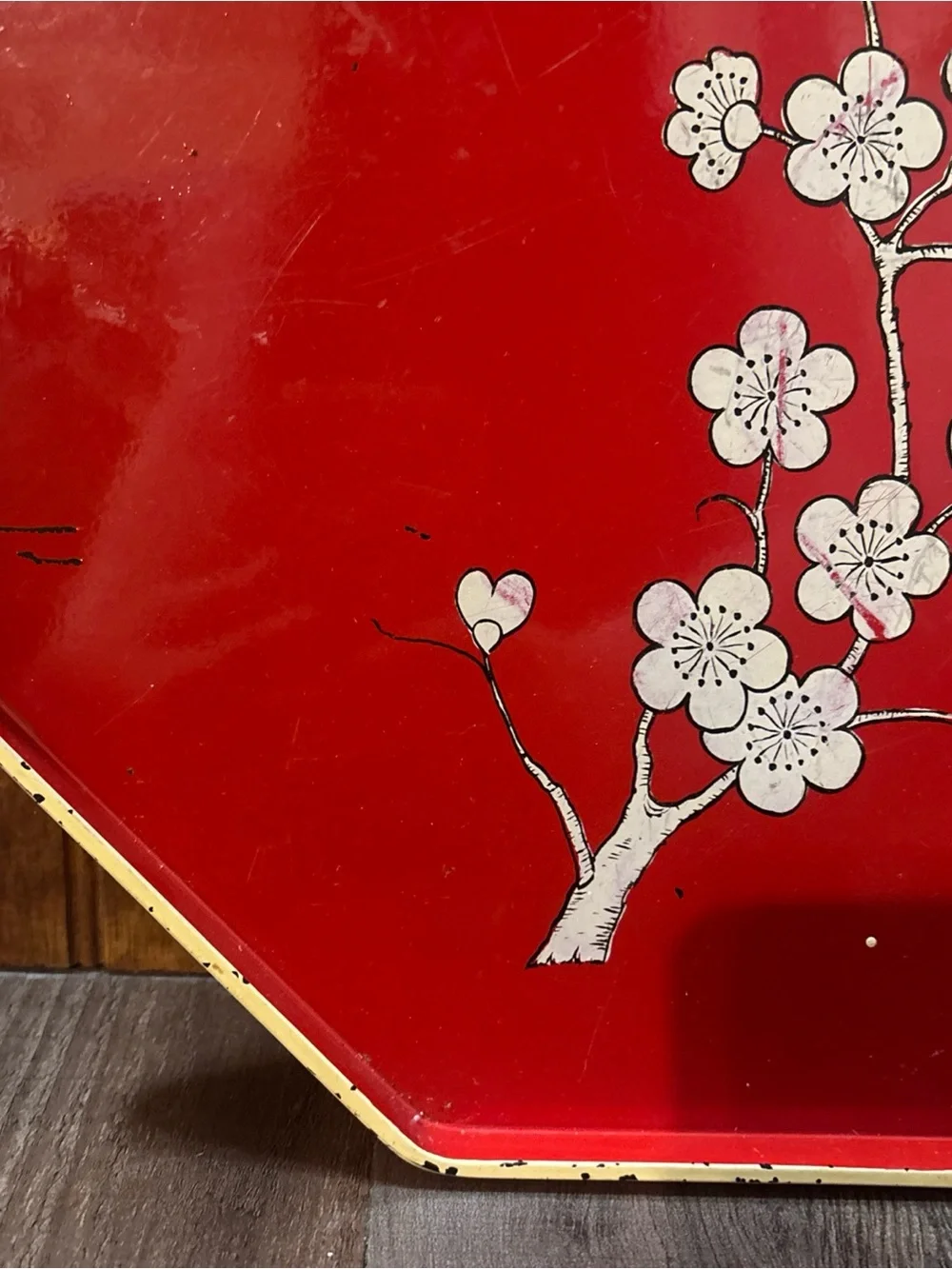 Red Floral Octagonal Wall Tray - Brand